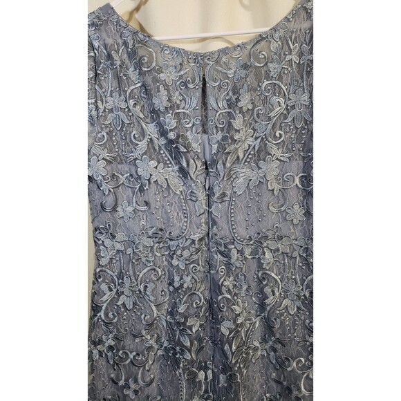 AZAZIE 'Dorit' Size A16 Dusty Blue Sheath Scoop Lace Dress Formal Gown - Picture 11 of 12